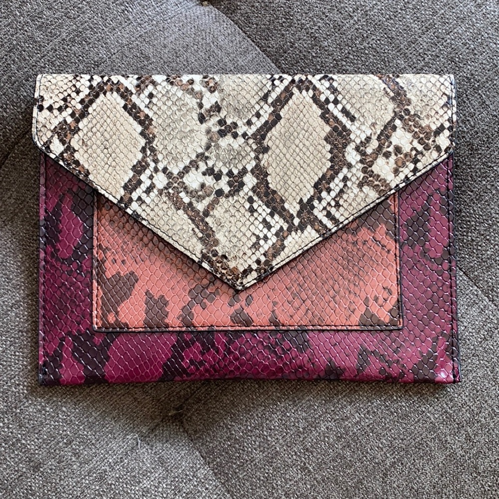 Mango Snakeskin Envelope Clutch